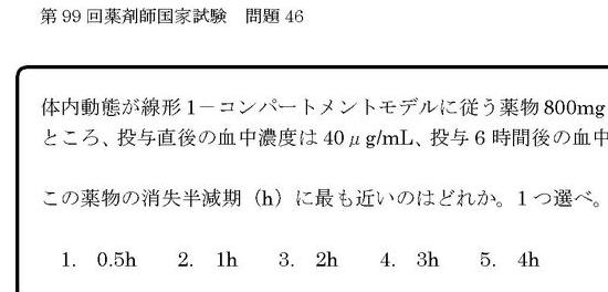 第99回薬剤師国家試験46問 解説